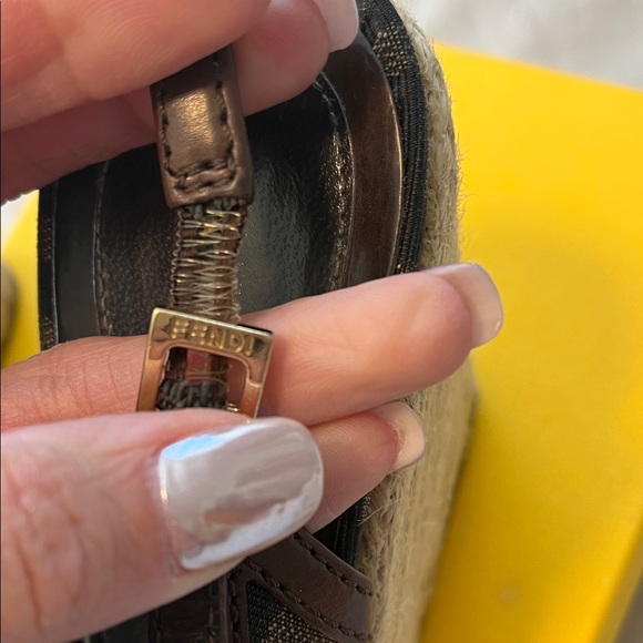 Fendi Zucca Canvas Peep-Toe Slingback Espadrilles - Picture 8 of 9